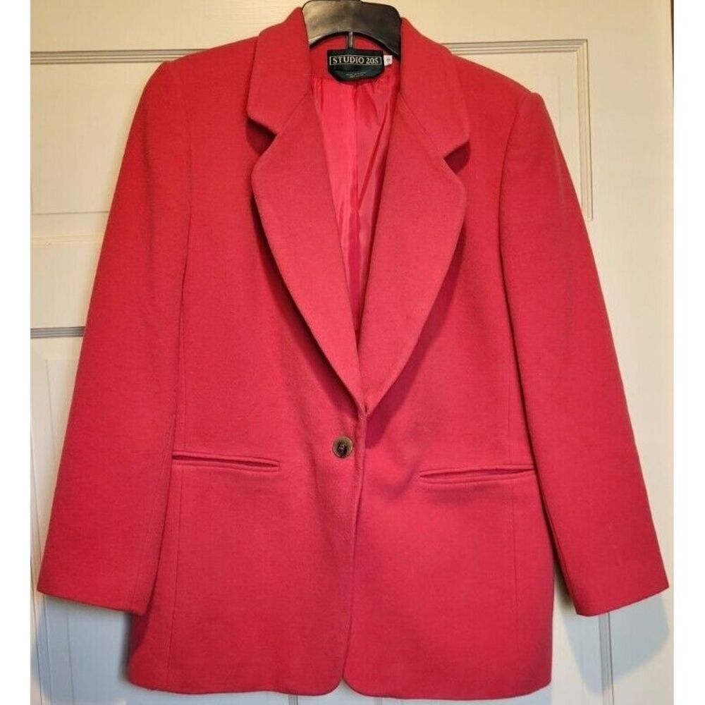 Studio 205 Blazer Womens 8 Wool Cashmere Blend Coral Salmon‎ Collar Lined Flaws